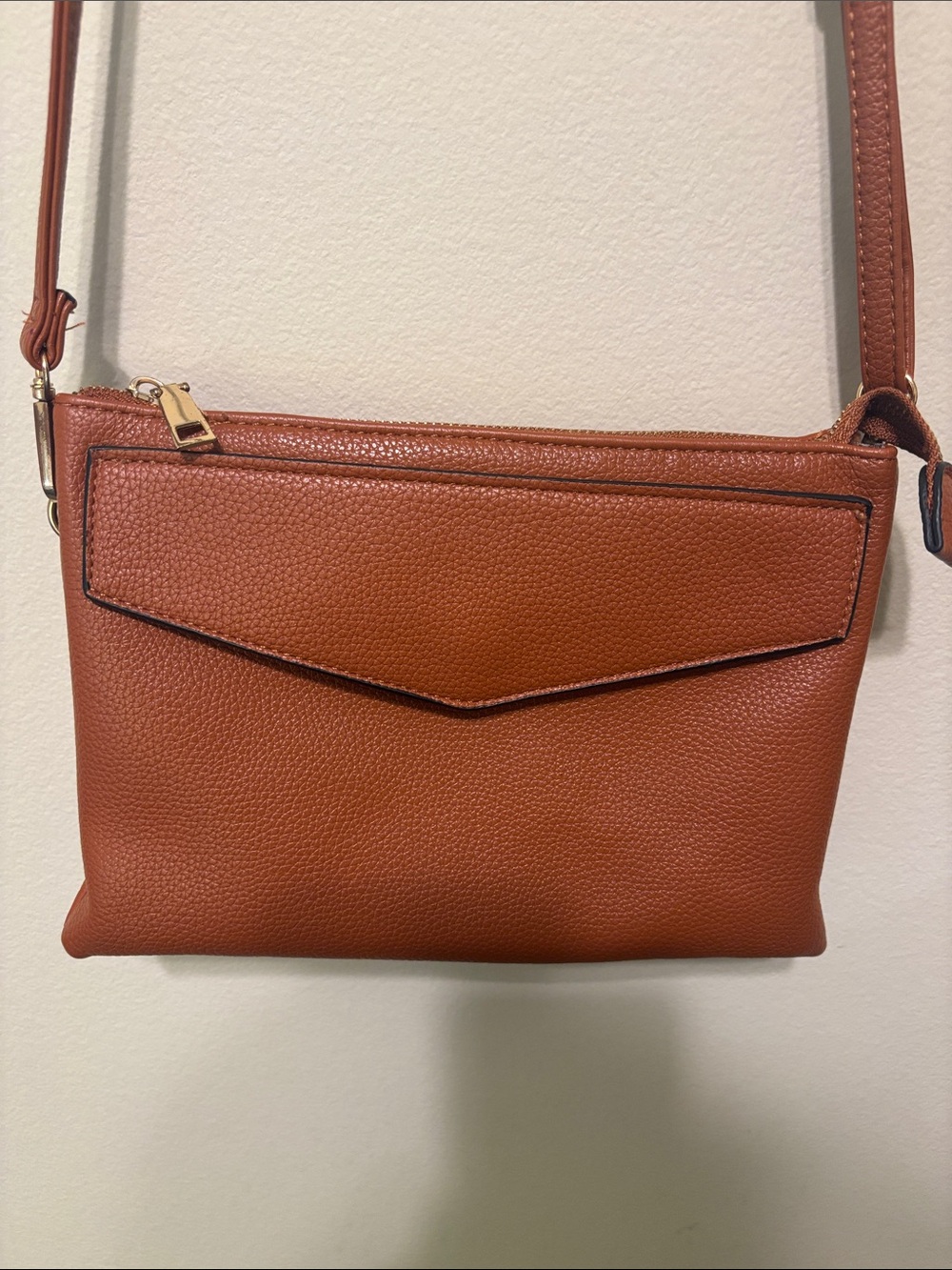 Women's Crossbody Bag in Cognac Brown - Faux Leather